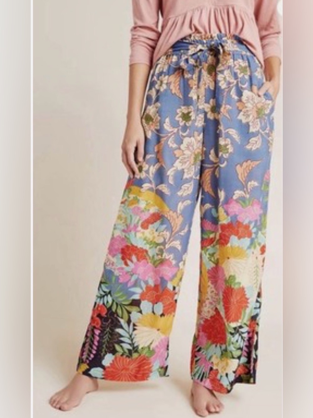 Anthropologie Leilani Floral Wide Leg Pants